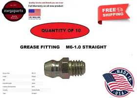 WI15122A AUEVCO Grease Fitting Zerk Nipple Straight M6