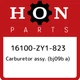 16100-ZY1-823 Honda Carburetor assy. (bj09b a) 16100ZY1823, New Genuine OEM Part
