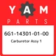 6G1-14301-01-00 Yamaha Carburetor assy 1 6G1143010100, New Genuine OEM Part