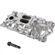 2703 SBC Intake Manifold Performer w/ Oil Fill Tube For Chevy 262-400 55-86 Pol.